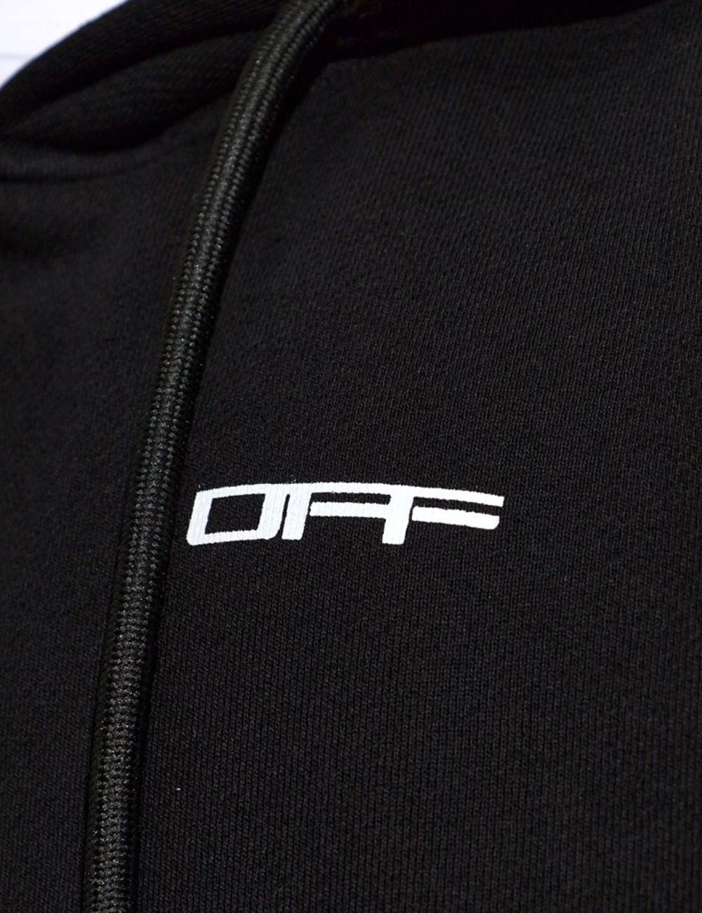 Off-White Men’s Black Cotton Multicolor Arrow Zip Hoodie detail