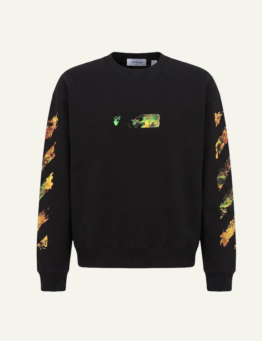 Off-White Men’s Black Cotton Multicolor Print Sweatshirt
