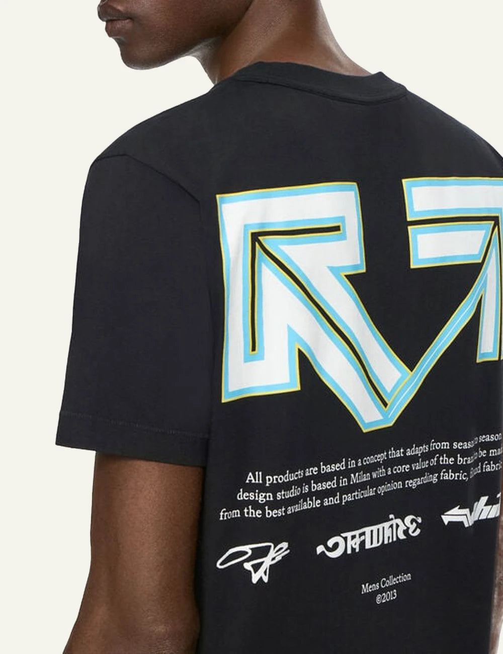 Off-White Men’s Black Cotton T-Shirt With Industrial Arrows Print detail