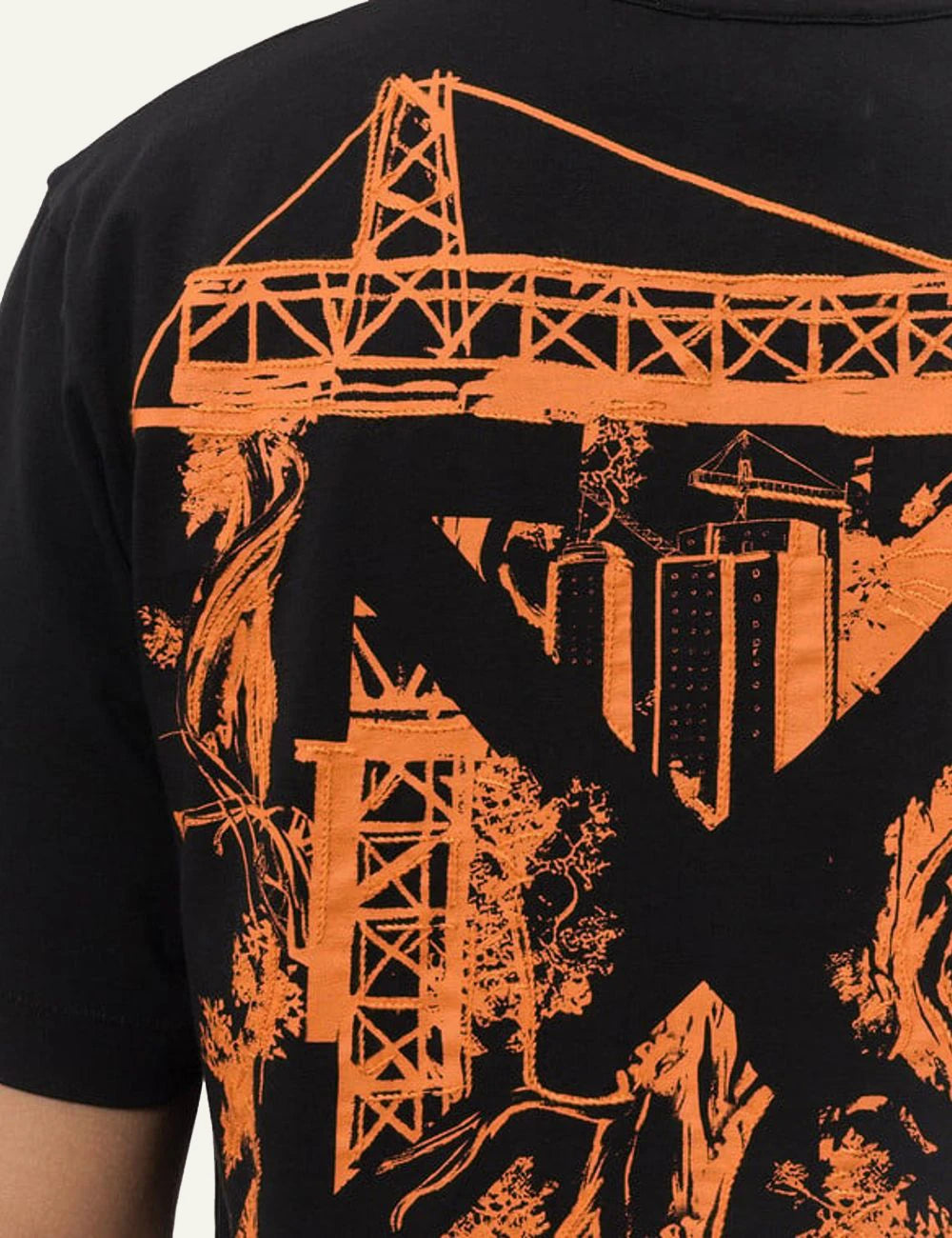 Off-White Men’s Black Cotton T-Shirt With Logo And Arrow Print back detail