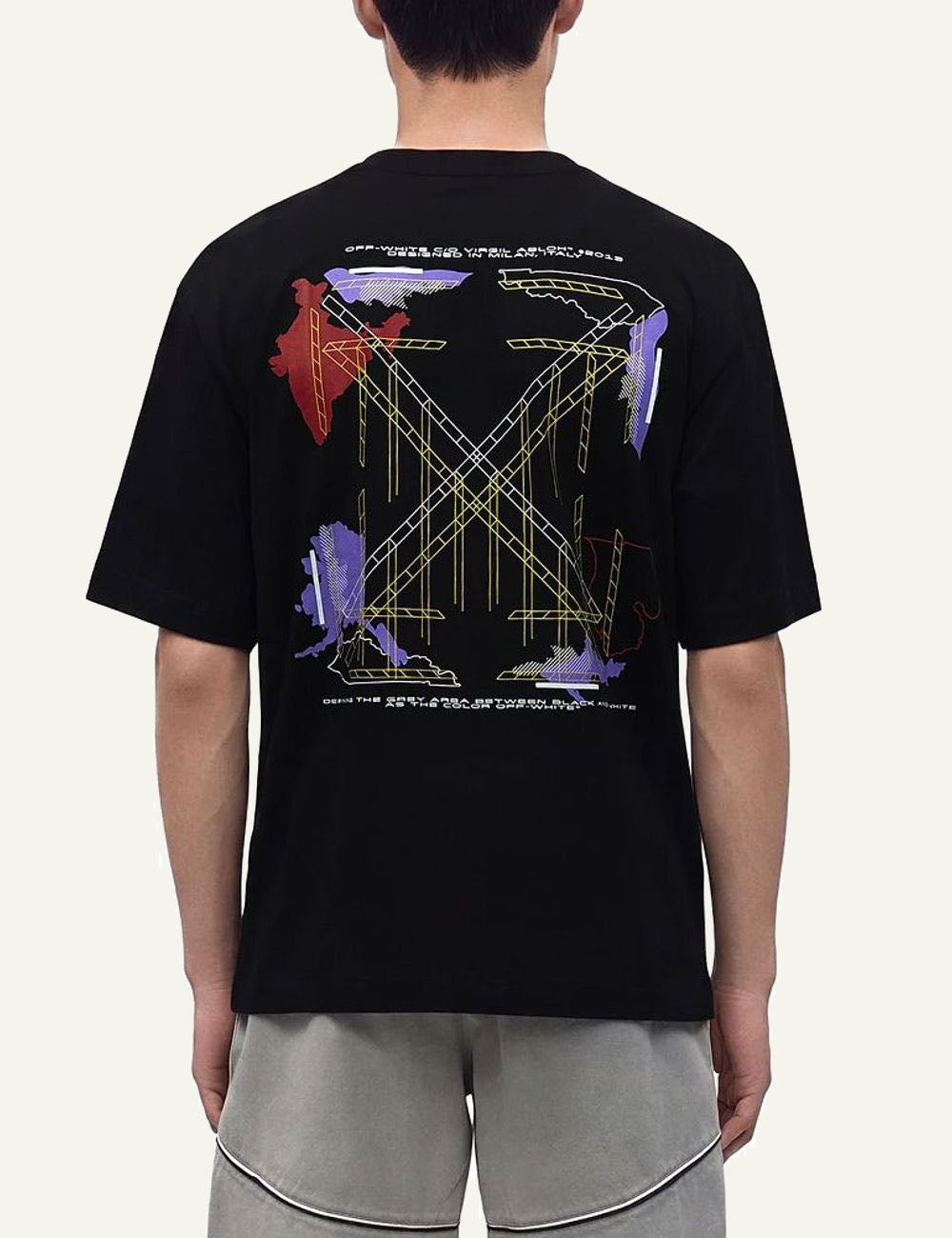 Off-White Men’s Black Cotton T-Shirt With Multicolor Arrow Print back