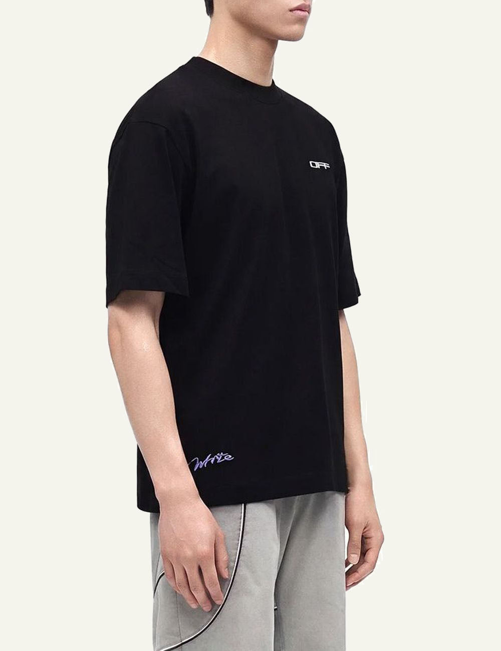 Off-White Men’s Black Cotton T-Shirt With Multicolor Arrow Print