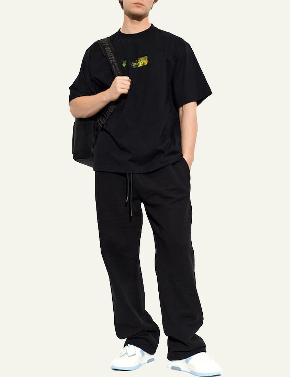Off-White Men’s Black Cotton T-Shirt With Multicolor Arrow Print full body