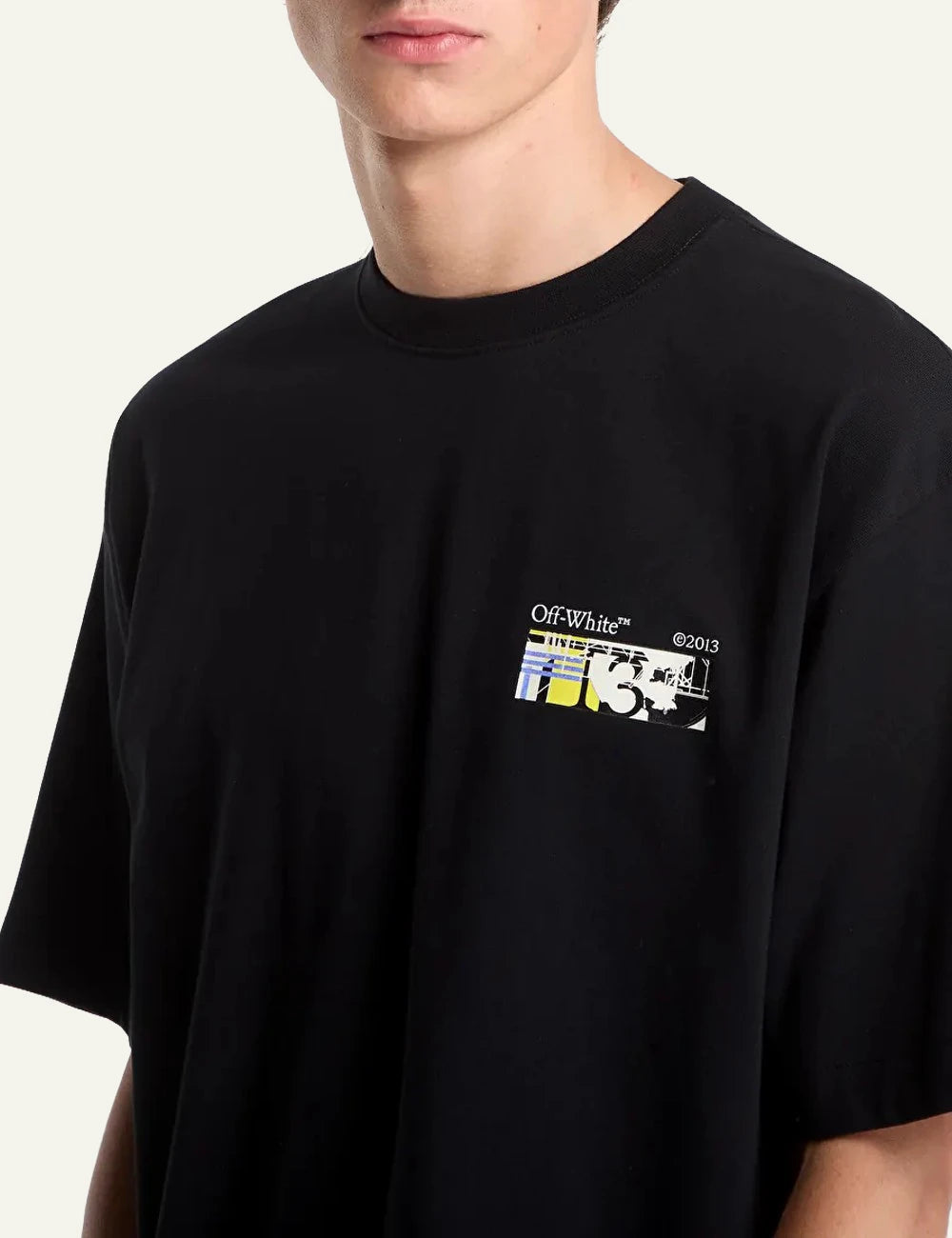 Off-White Men’s Black Cotton T-Shirt With Multicolor Logo Print detail