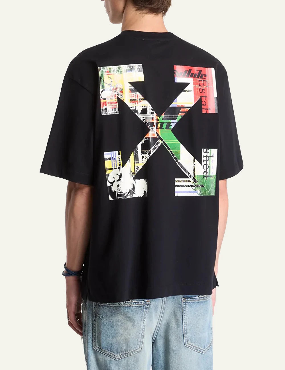 Off-White Men’s Black Cotton T-Shirt With Multicolor Logo Print back