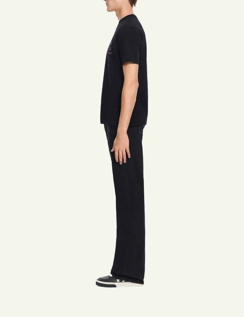 Off-White Men’s Black Cotton T-Shirt With Purple Arrows Logo side