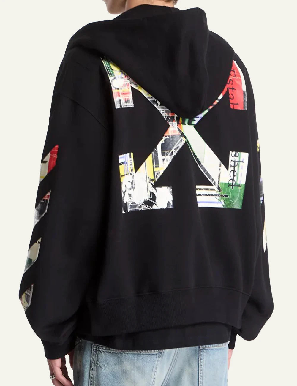 Off-White Men’s Black Zip-Up Hoodie With Multicolor Arrow Print back