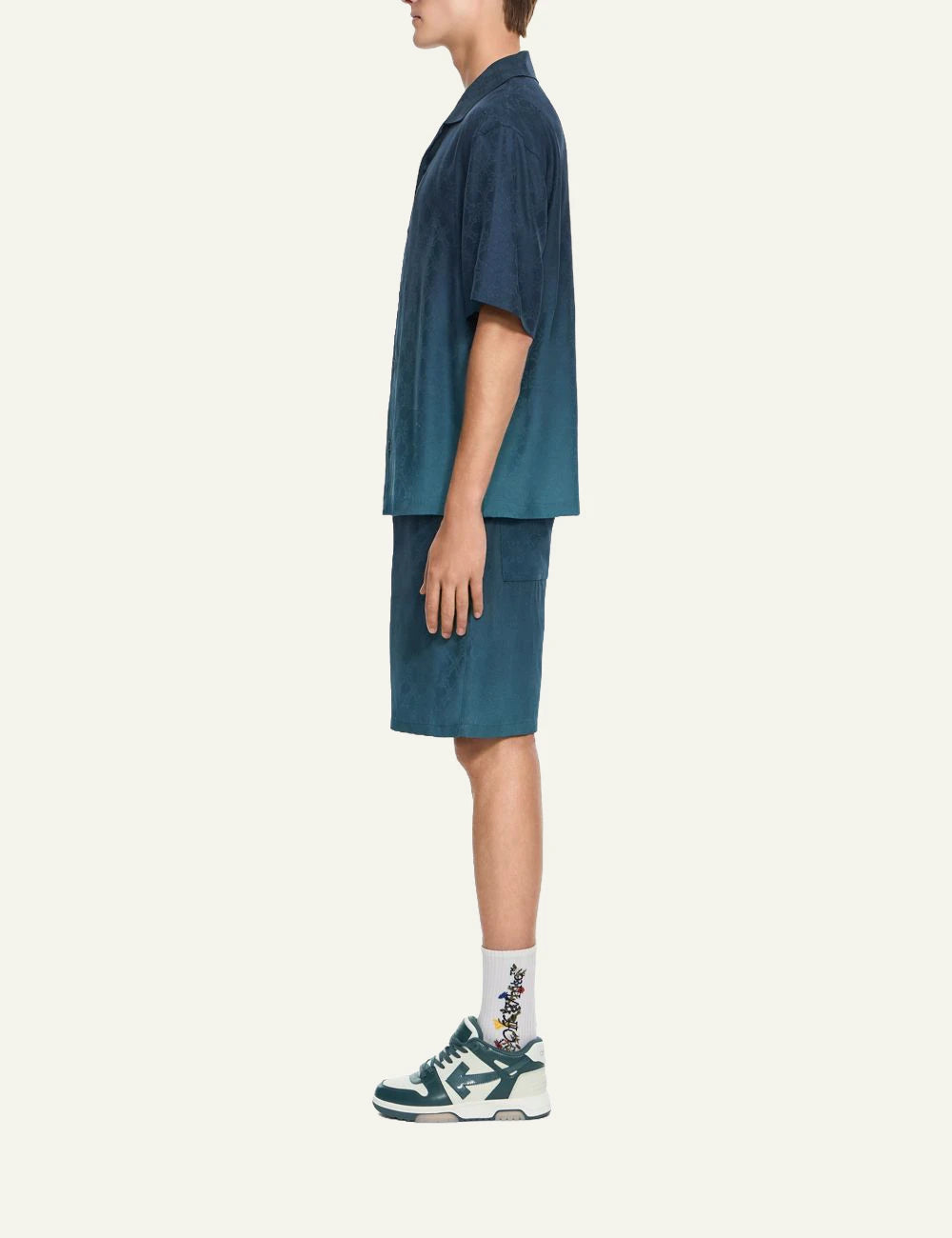 Off-White Men’s Blue Viscose Gradient Arrow Monogram Bermuda Shorts side