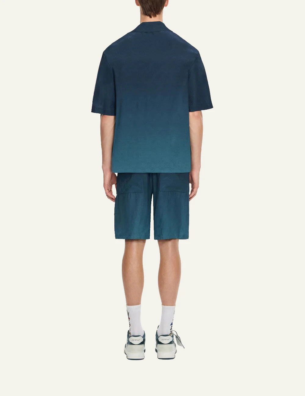 Off-White Men’s Blue Viscose Gradient Arrow Monogram Bermuda Shorts back