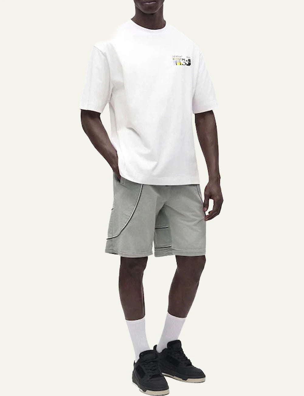 Off-White Men’s White T-Shirt With Multicolor Logo And Arrow Print full body