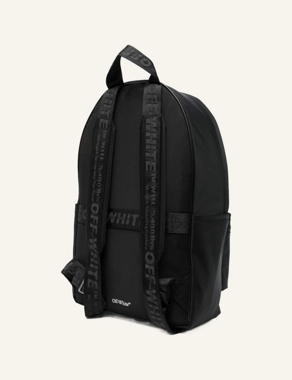 Off White OMNB12BS26FAB001 backpack black white arrow logo back view