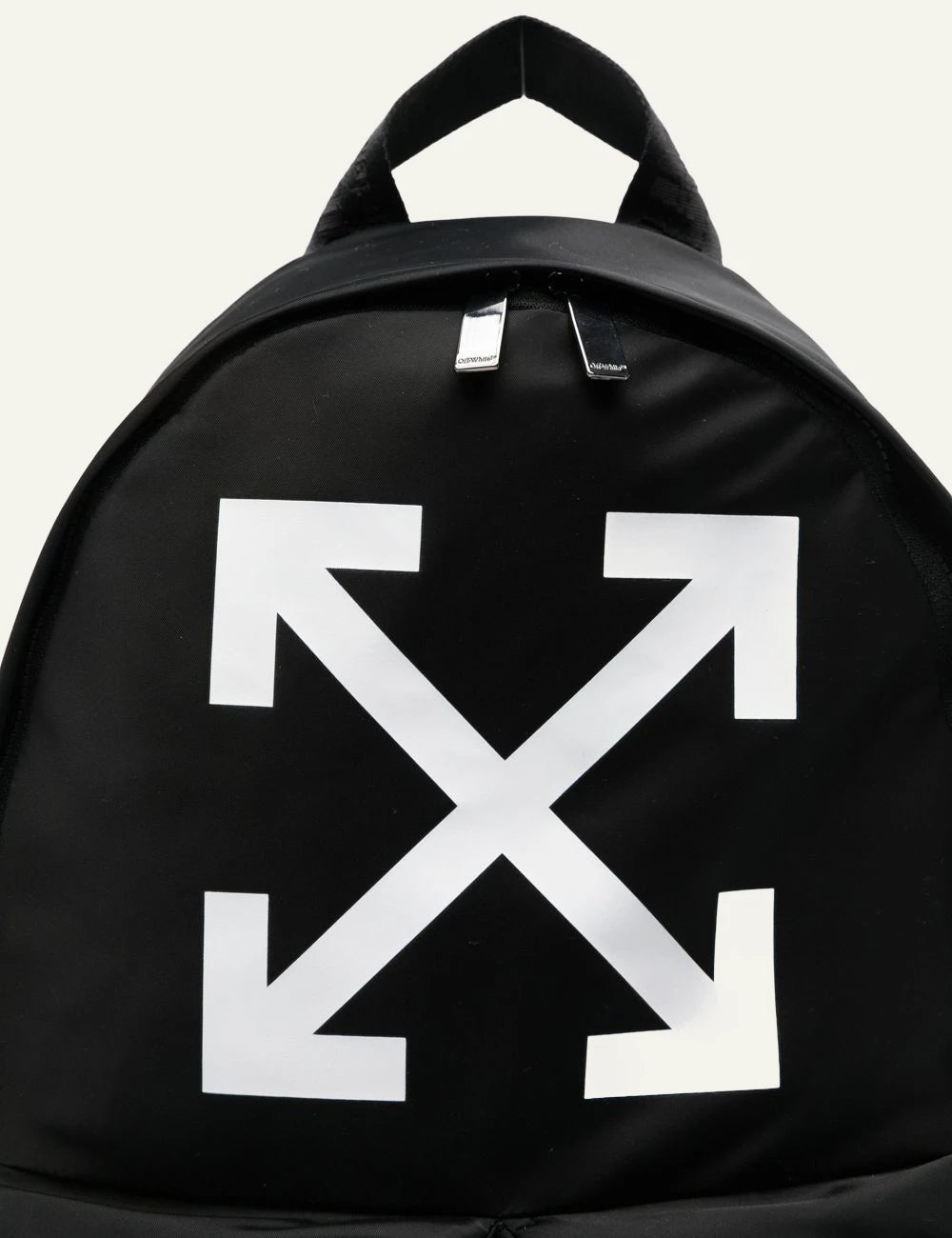 Off White OMNB12BS26FAB001 backpack black white arrow logo front detail view