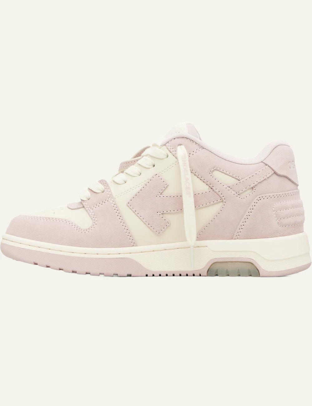 Off-White Out Of Office sneakers pink cream leather profile view