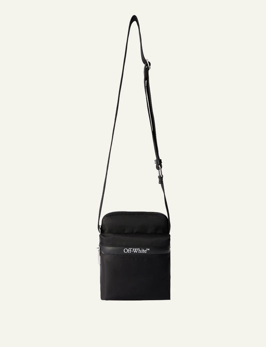 Off-White outdoor crossbody bag black front view logo detail