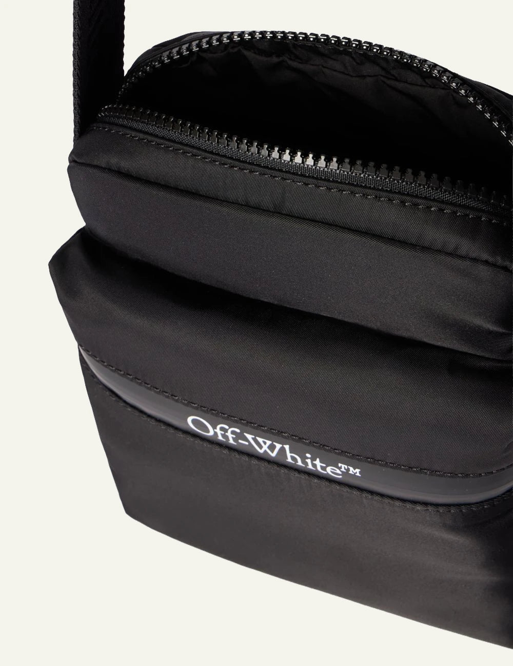 Off-White outdoor crossbody bag black top view logo detail