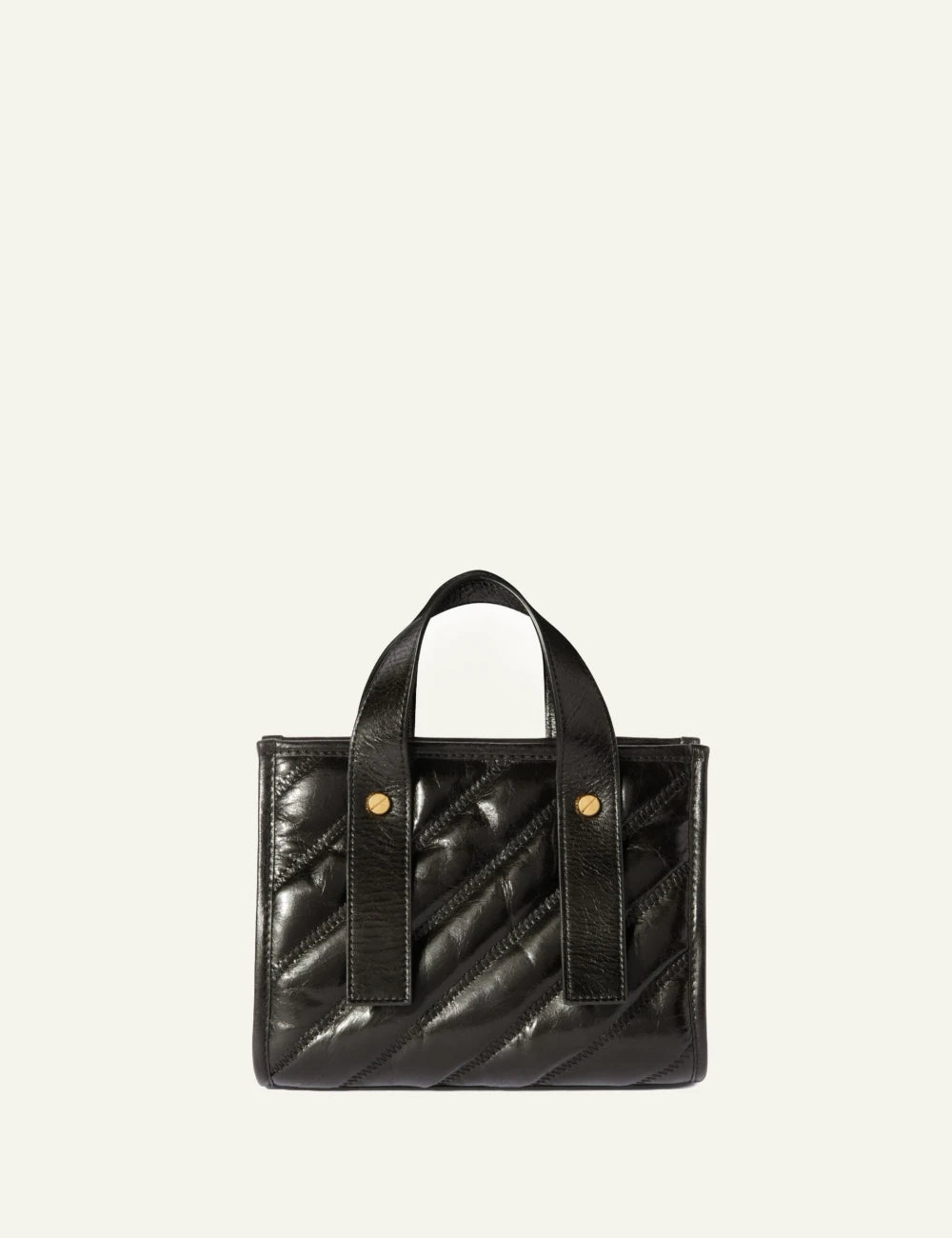 Off White OWNA238C99LEA001 quilting tote bag black leather gold logo back view