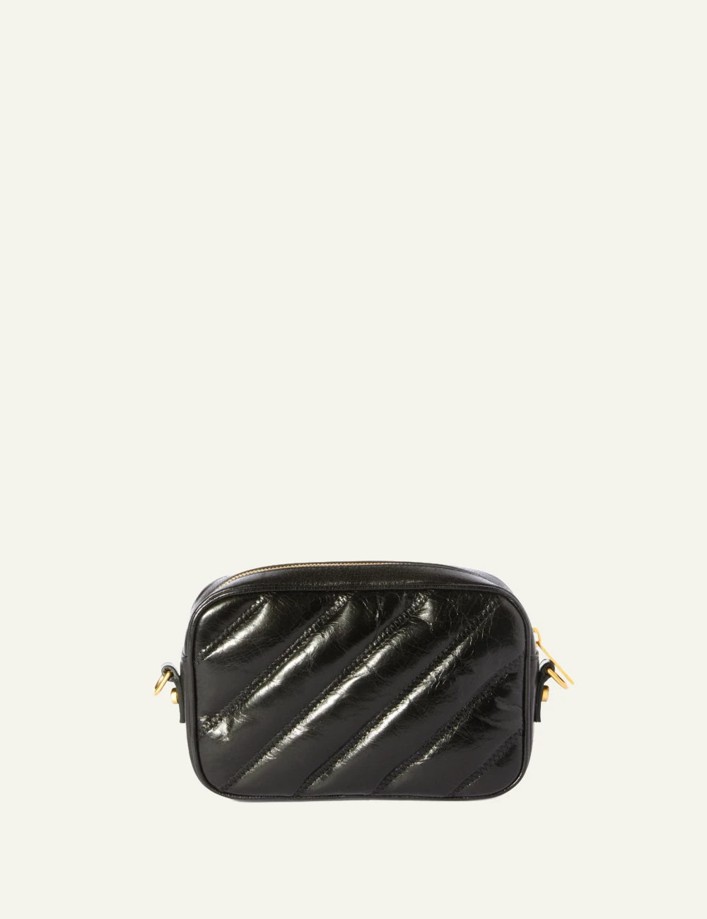 Off White OWNN18EC99LEA001 quilting camera bag black leather gold logo back view