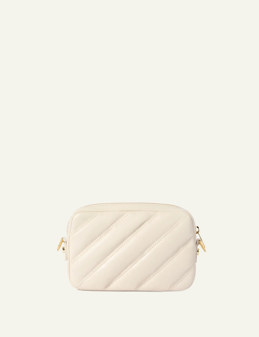 Off White OWNN18EC99LEA001 quilting camera bag dust beige leather gold logo back view