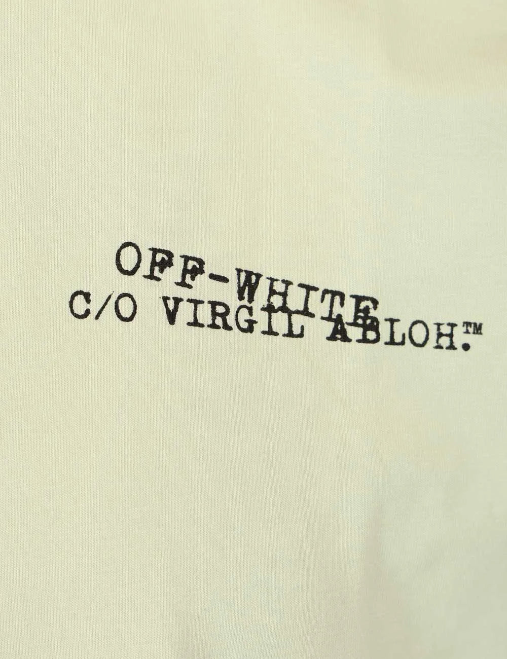 off white t-shirt pale mint green small chest logo front detail view