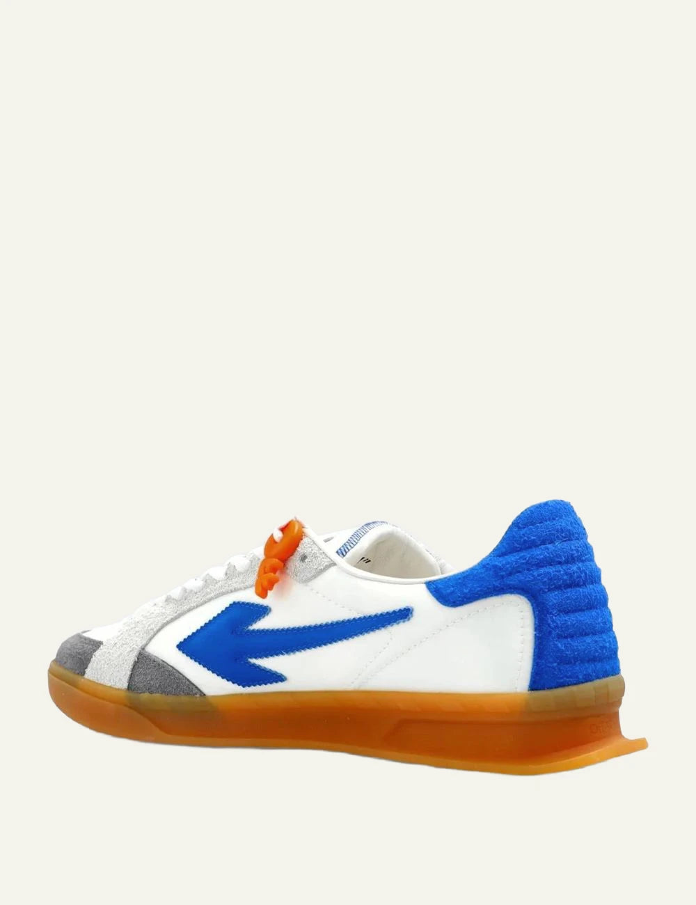 Off-White sneakers white blue arrow orange tag gum sole profile view