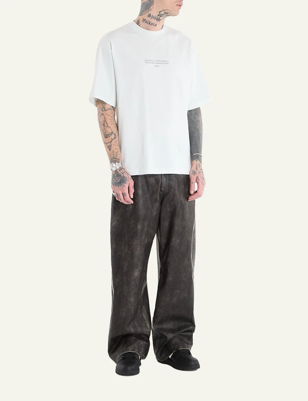 Off-White statement skate tee bluewash front full body view logo print