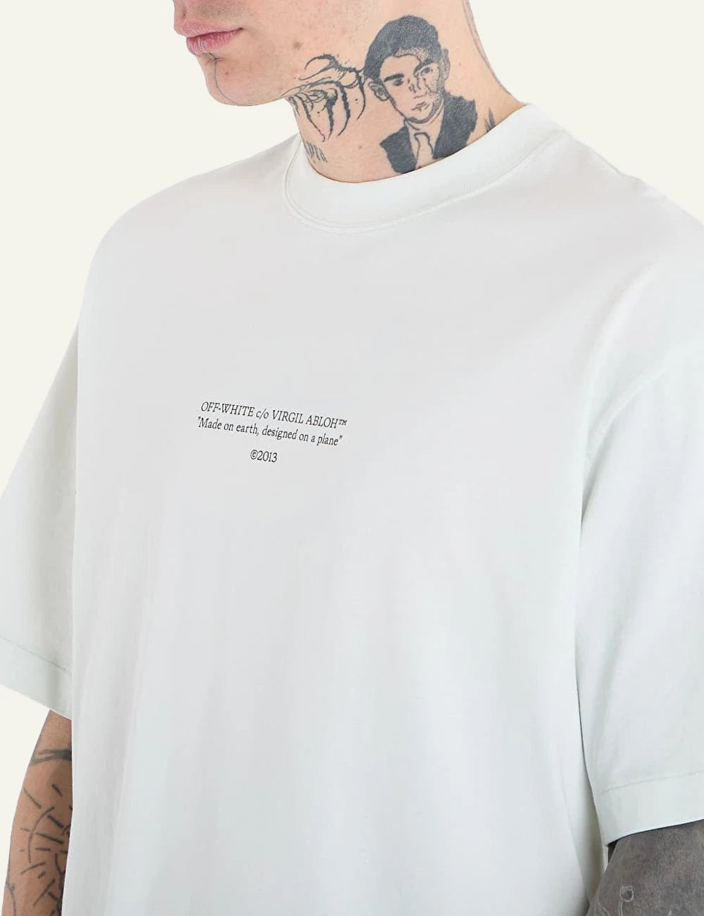 Off-White statement skate tee bluewash side  view logo print