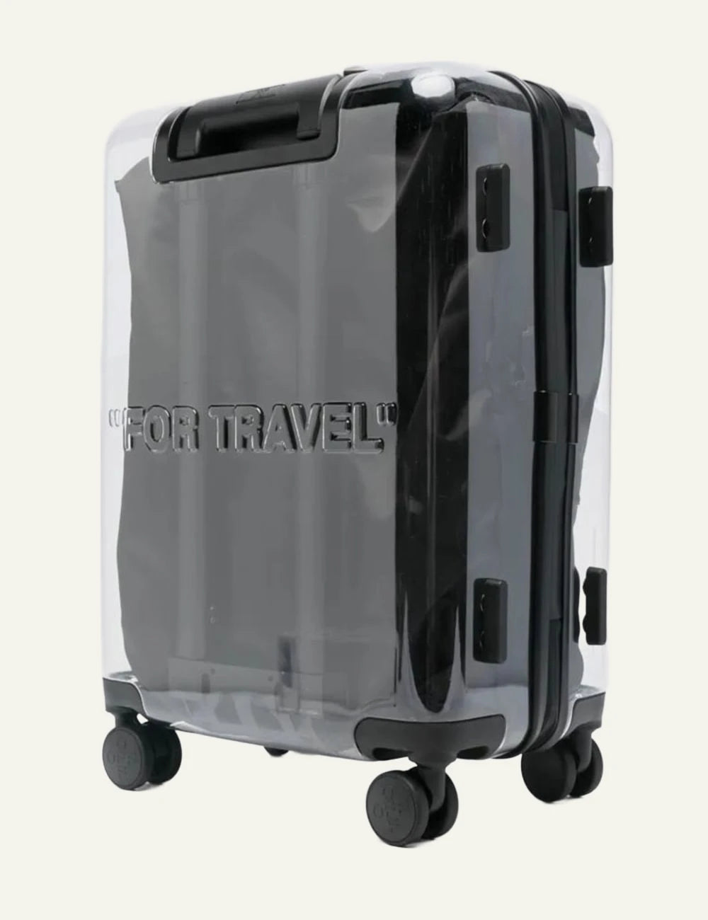 Off-White suitcase black arrow logo hard case spinner side view