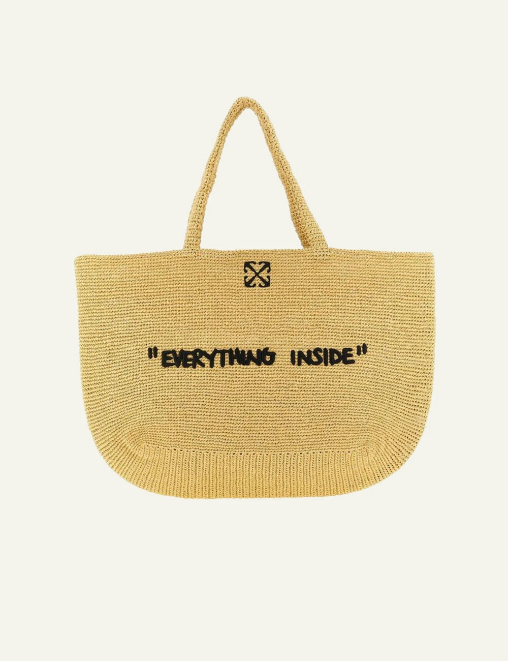 Off-White tote bag crochet beige everything inside logo front view
