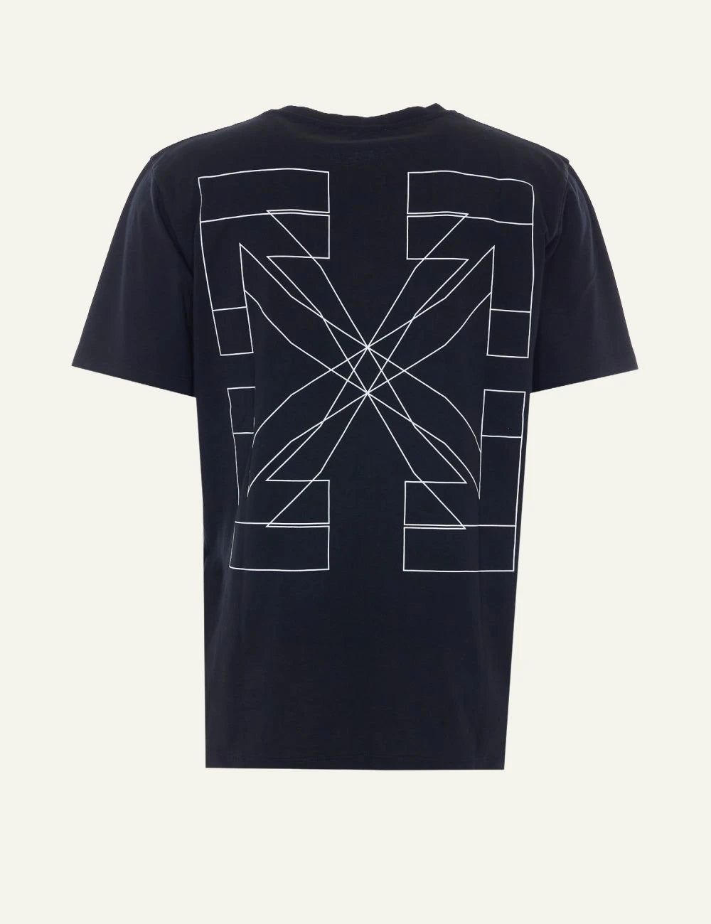 Off White t-shirt black outline logo chest back view