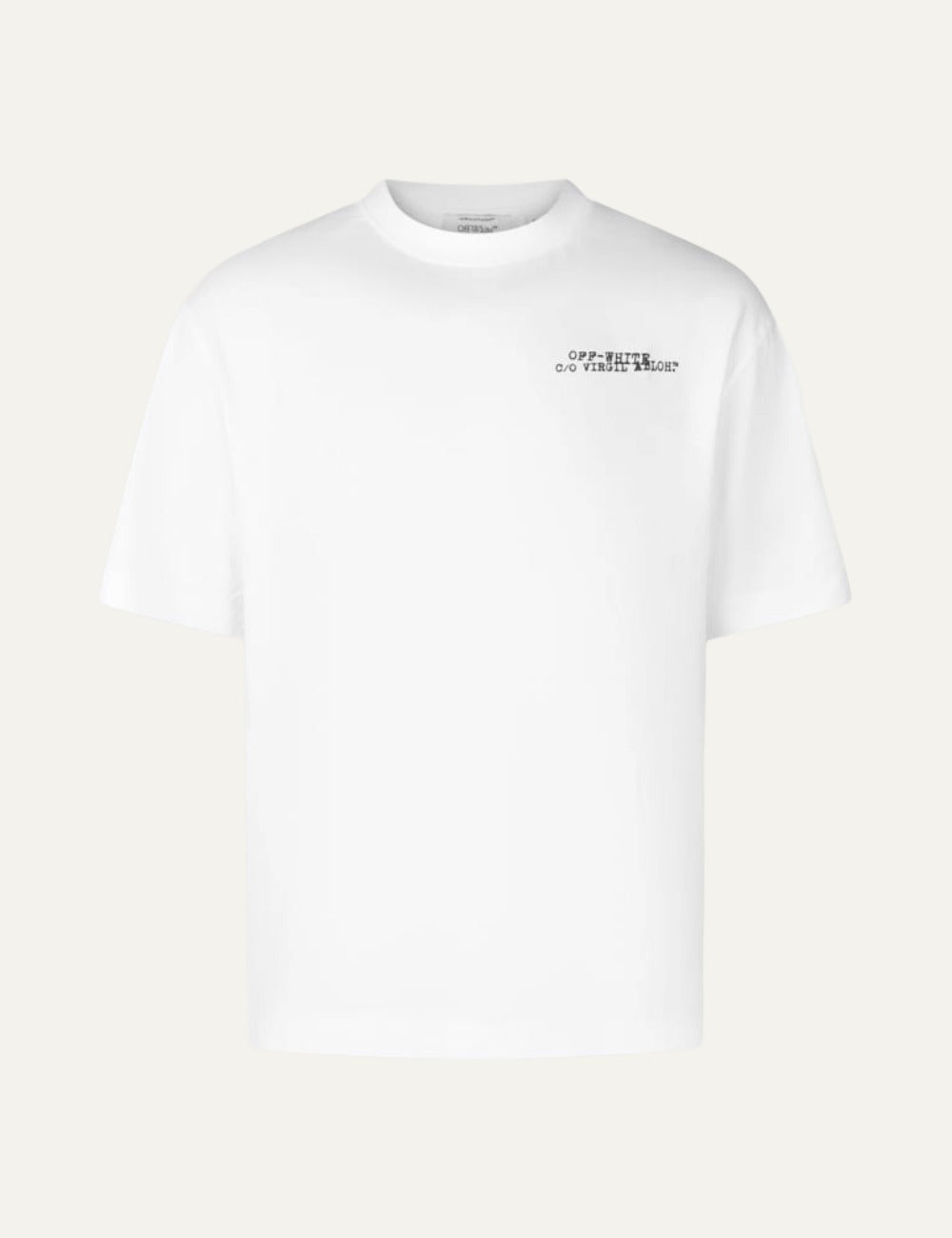 Off White t-shirt white logo chest front flat view