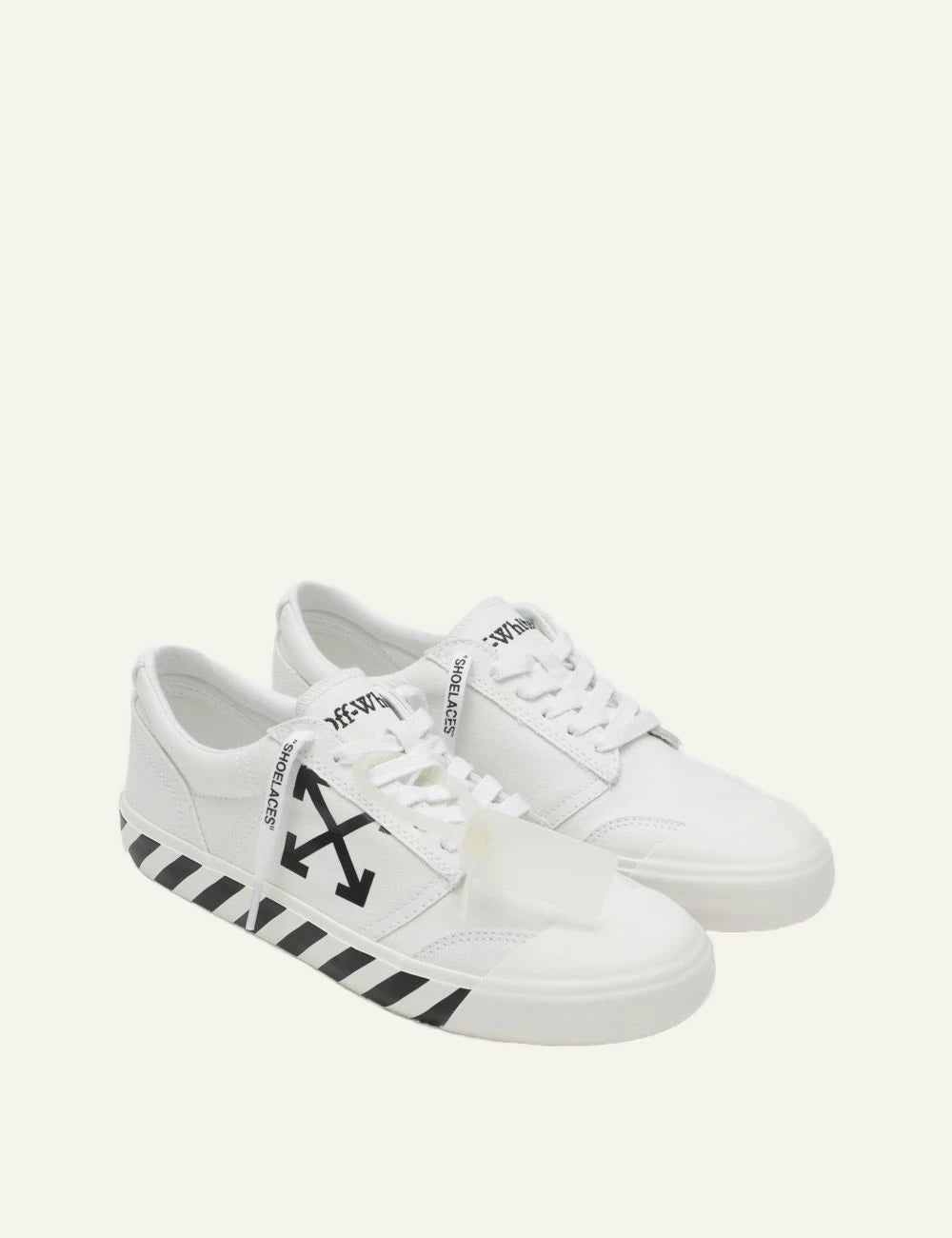 Off-White vulcanized sneakers white arrows logo canvas profile view