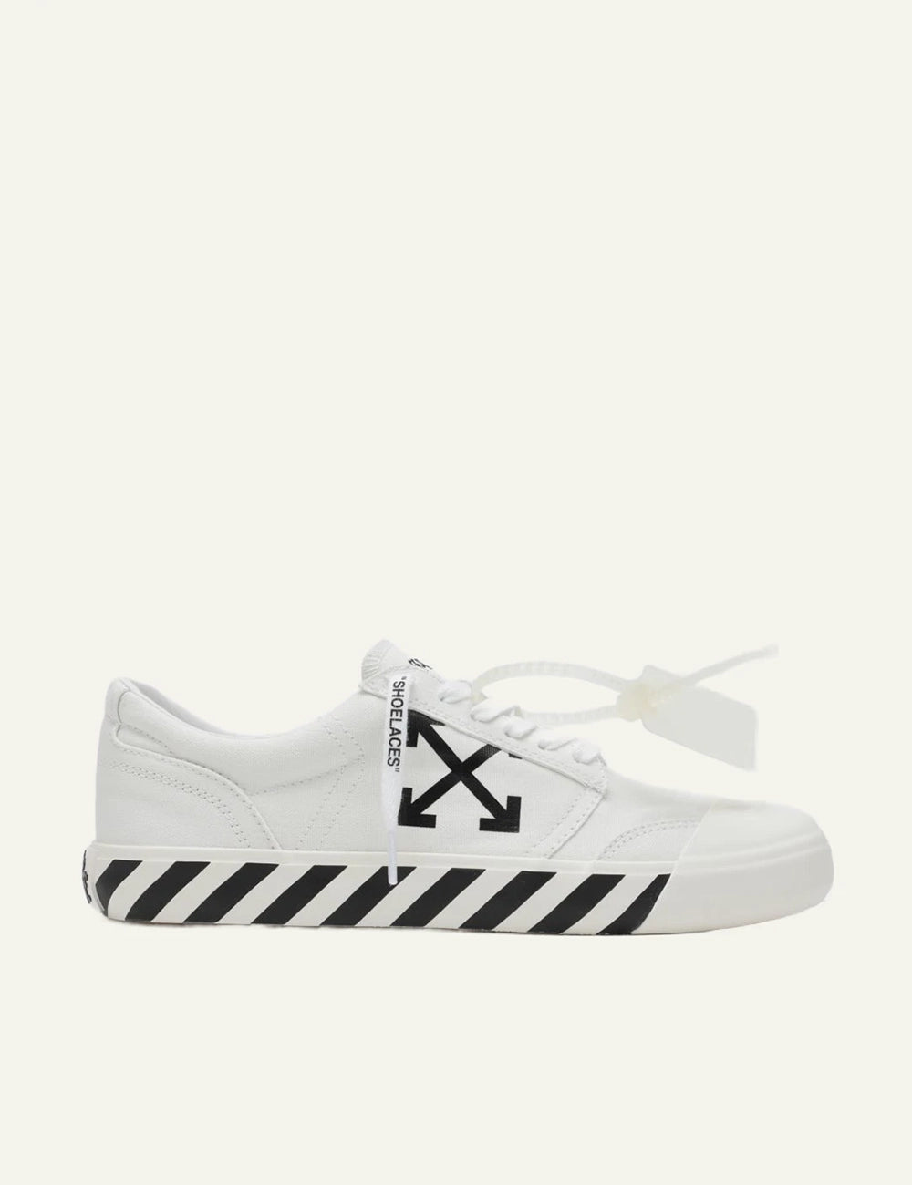 Off-White vulcanized sneakers white arrows logo canvas side view