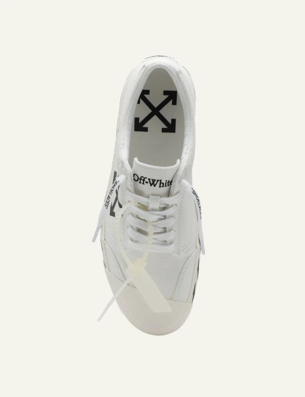 Off-White vulcanized sneakers white arrows logo canvas top view
