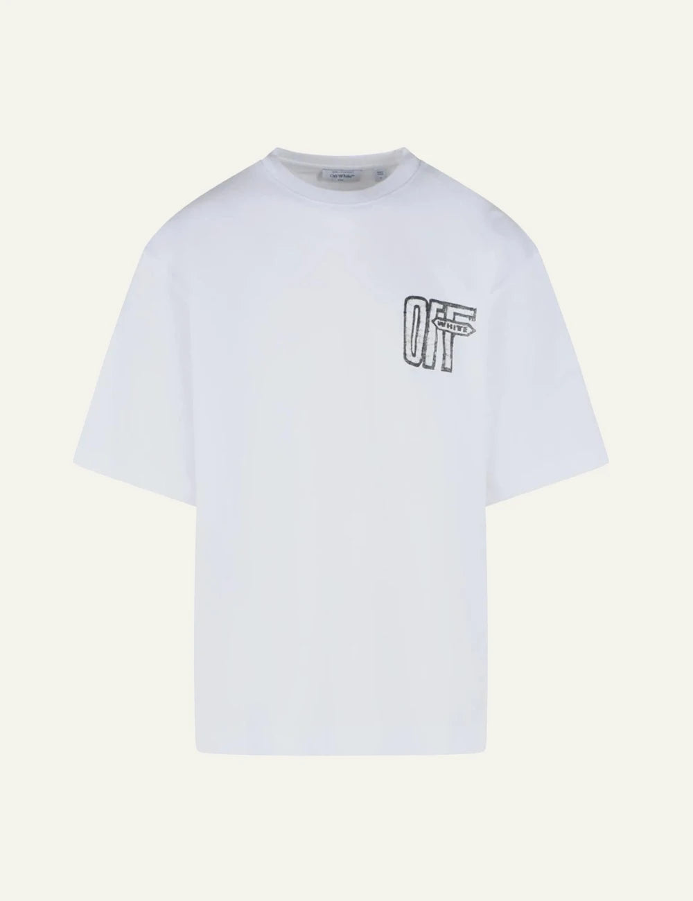 Off-White white cotton T-shirt with chest logo and back graphic print