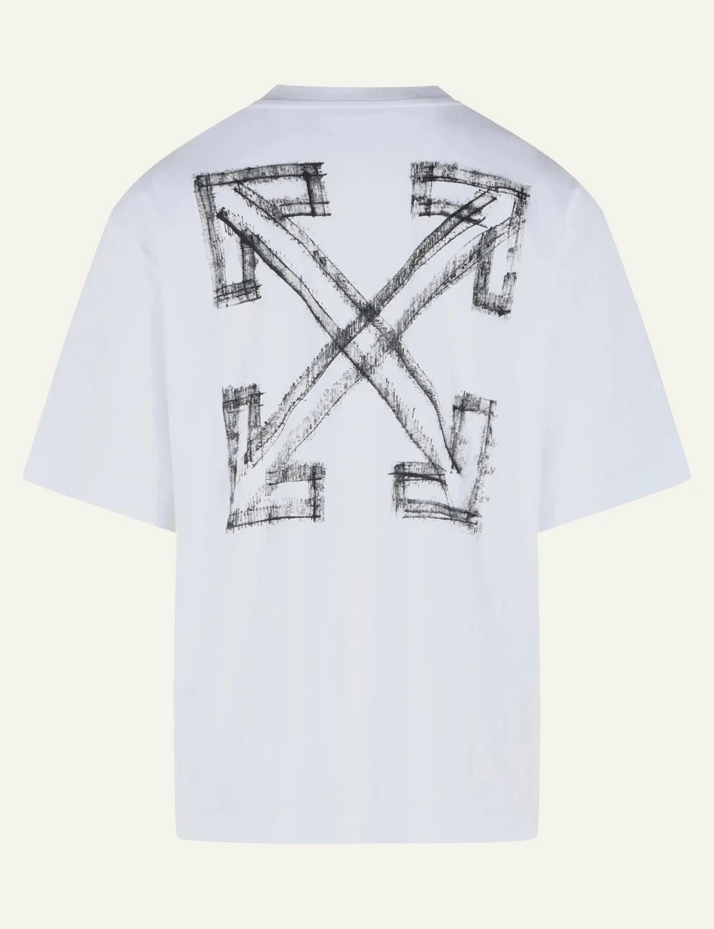 Off-White white cotton T-shirt with chest logo and back graphic print back