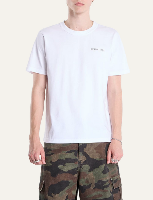 Off-White white cotton T-shirt with front logo print 