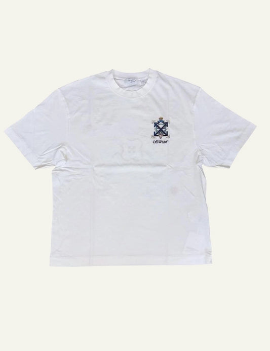 off white t-shirt white arrow logo chest front flat view