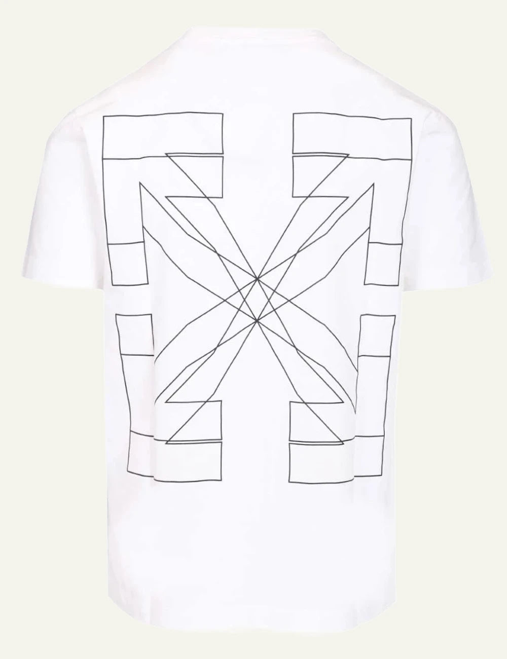 off white t-shirt white black line logo chest back view