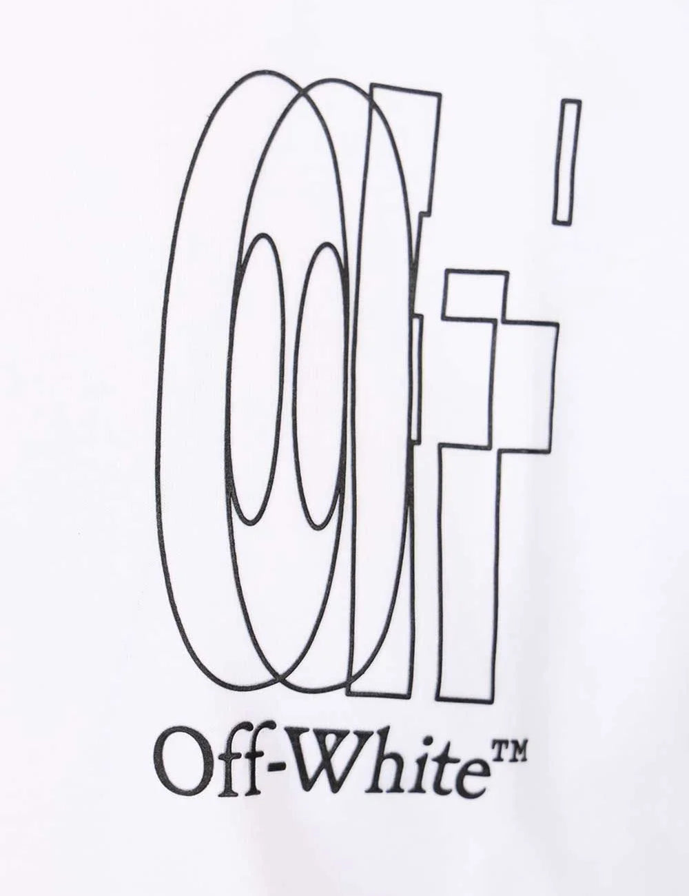 off white t-shirt white black line logo chest front logo view