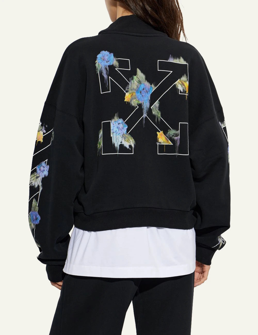 OFF WHITE ARROW OUT FLOWER REG ZIPUP