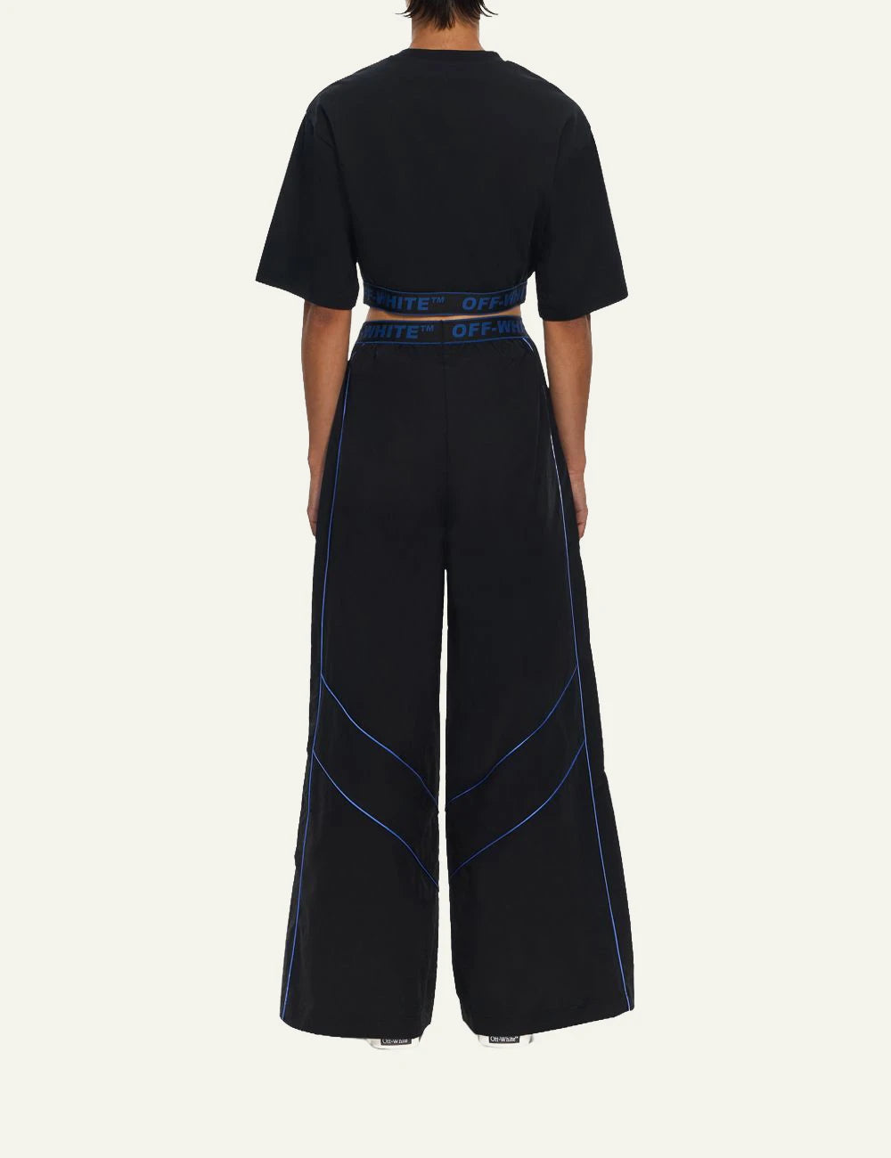 Off-White Women’s Black Cotton Jersey Logo Band Crop T-Shirt back