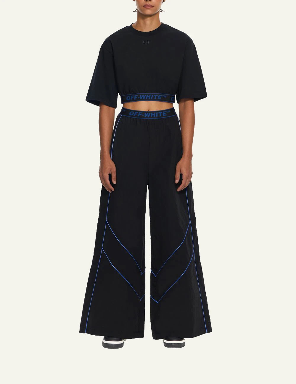 Off-White Women’s Black Cotton Jersey Logo Band Crop T-Shirt