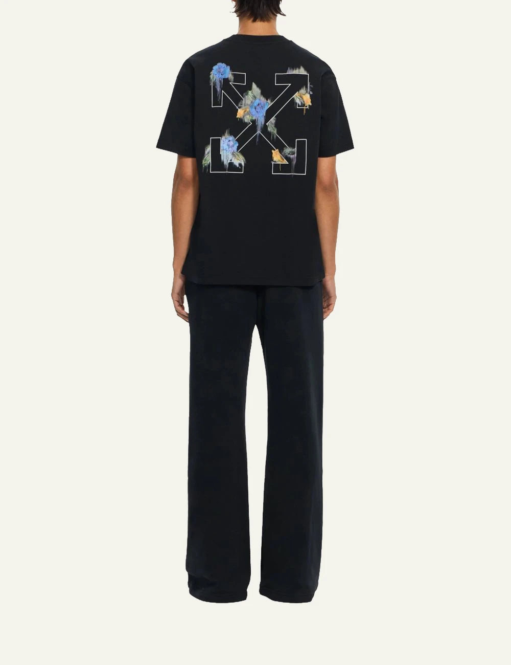 Off-White Women’s Black Embroidered Arrow Flower T-Shirt back