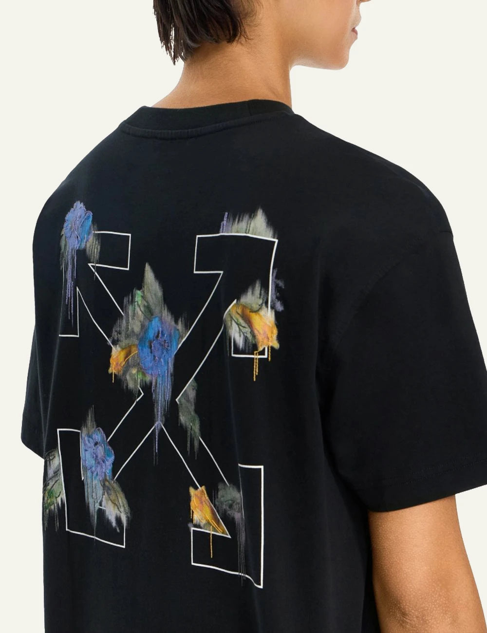 Off-White Women’s Black Embroidered Arrow Flower T-Shirt back