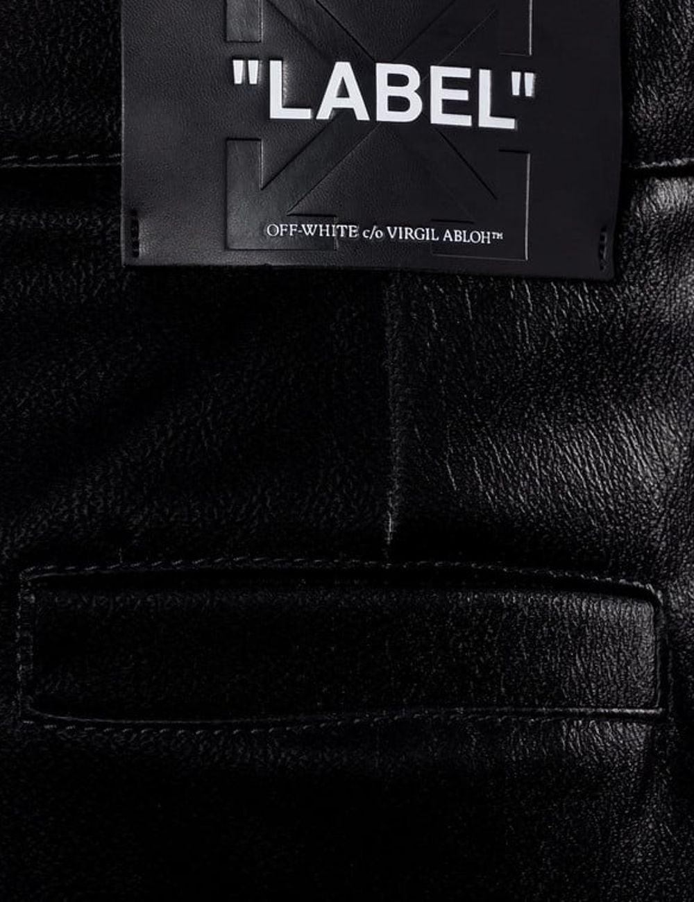 Off-White Women’s Black Faux Leather Mini Skirt logo detail