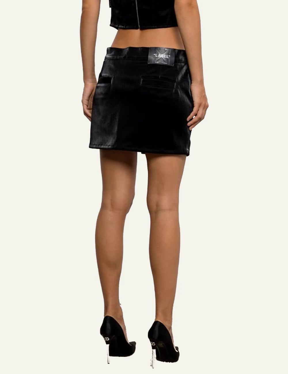 Off-White Women’s Black Faux Leather Mini Skirt back