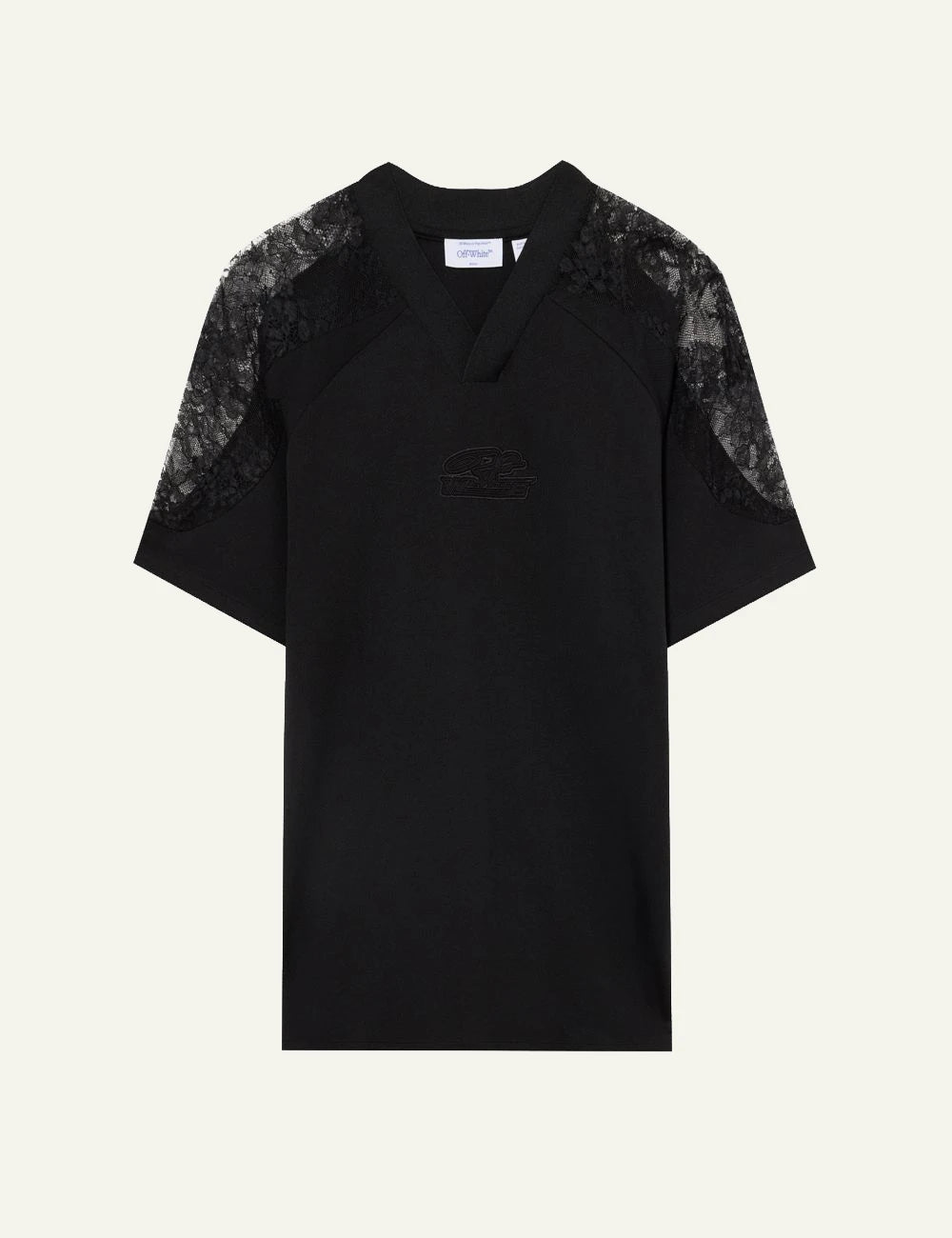  Off-White Women’s Black Mini Dress With Floral Lace Panels