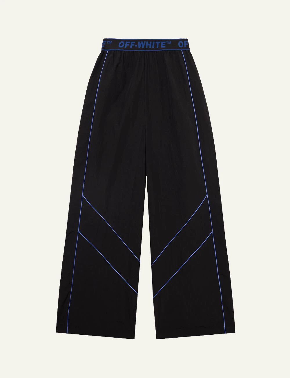 Off-White Women’s Black Nylon Wide Leg Logo Band Pants