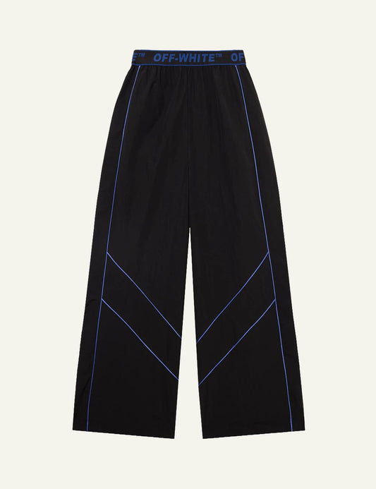 Off-White Women’s Black Nylon Wide Leg Logo Band Pants