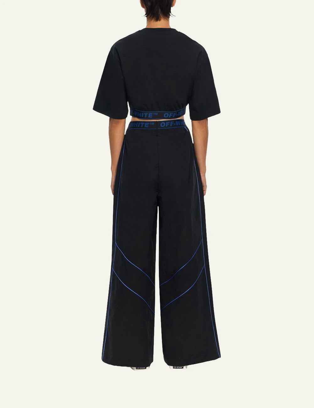Off-White Women’s Black Nylon Wide Leg Logo Band Pants back